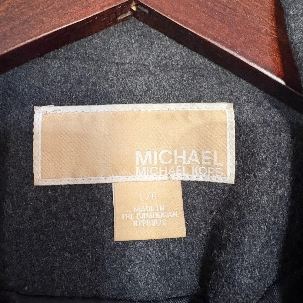 Michael Kors Charcoal Double-Breasted Pea Coat Cabincore Quiet Luxury